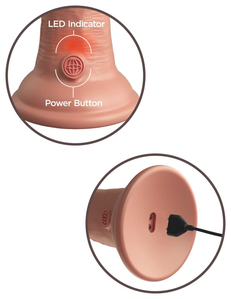 King Cock 7" Vibrating Silicone Dual Density Cock with Remote, Light, 7 Zoll