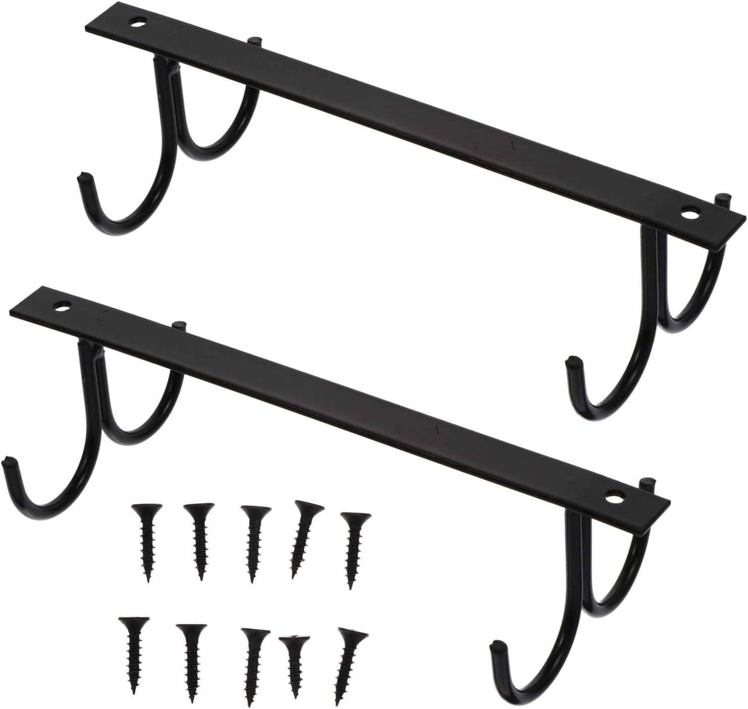 SHOWERORO 2pcs Black Iron Cup Hooks Hanging Mug Holder Rack with Screws, European Style 4-Hook Metal Storage Organizer for Kitchen Cabinets and Wine Glasses