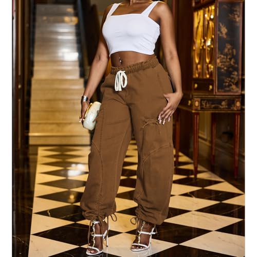 ThusFar Women's Wide Leg Baggy Jeans Plus Size Loose Elastic Waist Denim Pants with Pockets Casual Streetwear2