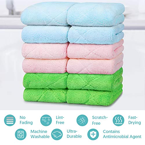 Exego Microfiber Cleaning Cloths Cleaning Rags For Glass Dish Rags Microfiber Cleaning Towels Reusable Rags For Cleaning Kitchen Towels And Dishcloths Multifunctional Purpose 12 Pack, 11.4”X6.5” #TOP6