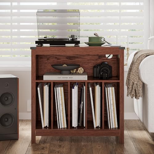 Mueble para discos de vinilo grande que evita cables sueltos en casa 2