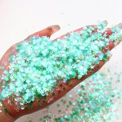 20 g Mezcla transparente Luna Copo de nieve Estrella Flor Lentejuelas para uñas Paillettes Boda Artesanía Fabricación Decoración de boda Confeti-verde-20 g