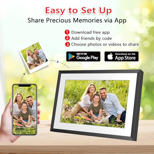 Image of 32GB 10.1 Inch WiFi Digital Picture Frame with 1280x800 HD IPS Touch Screen, Send Photo or Videos via App or Email,Support USB Drive /SD Card Extend Storage,Auto-Rotate,Wall Mountable