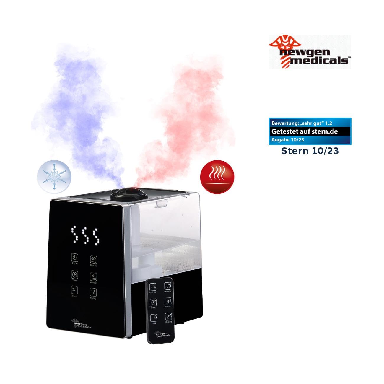 Humidificador ultrasónico digital LBF-610 con niebla fría/caliente, temporizador, ionizador y depósito de 6 L