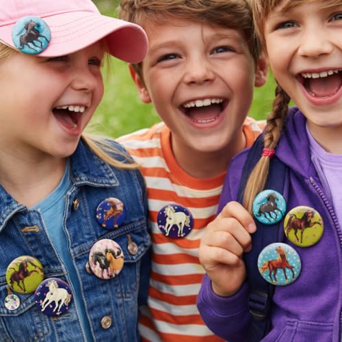 Foto von 8 Mini-Buttons * Pferde & PONYS * mit Sicherheits-Ansteckernadel für Kinder als Geschenk, Mitgebsel oder Überraschung | Kindergeburtstag Geburtstag Pferdemädchen Ponyhof