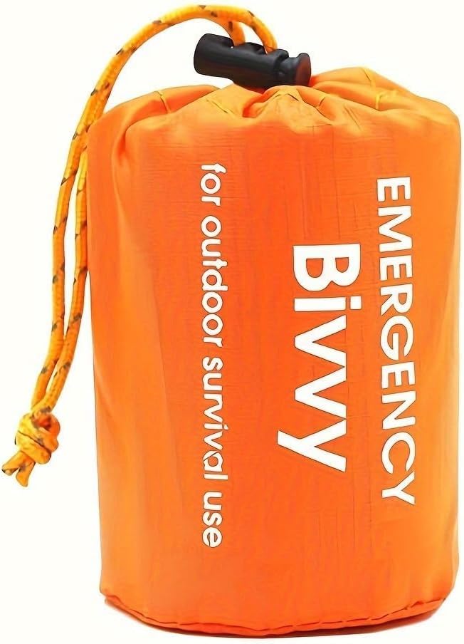 Emergency Sleeping Bag Portable Thermal Bivy Sack Waterproof Lightweight Blanket Survival Gear with Compass