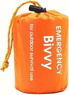 Emergency Sleeping Bag Portable Thermal Bivy Sack Waterproof Lightweight Blanket Survival Gear with Compass