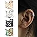 4pcs Hollow Stripe Art Earring Cuff Clip-on Ear No Piercing Jewelry for Graceful Women Girl