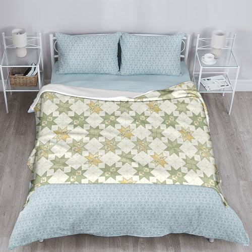 Couverture étoilée traditionnelle en maille exclusive vert automne