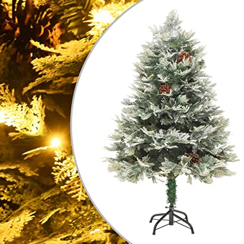Home Garden - Árbol de Navidad preiluminado con piñas de pino verde, 120 cm, PVC y polietileno