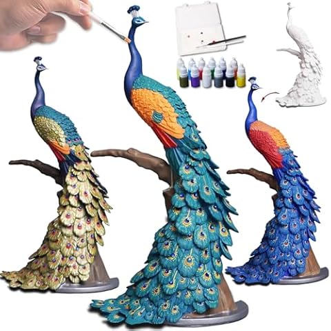 DecorSmart Figurine Arts and Craft Kits for Adults, 3D DIY Kits Hobbies for Adults Women Paint by Numbers Kit for Adults Gifts for Artist (Peacock) Cover
