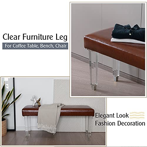 Jerever 16 Inch Acrylic Furniture Legs Set Of 4,Coffee Table,Bench,Chair,Desk Replacement Leg Home Diy Projects Modern Clear Decor (Square Leg/Chrome Feet) #TOP3