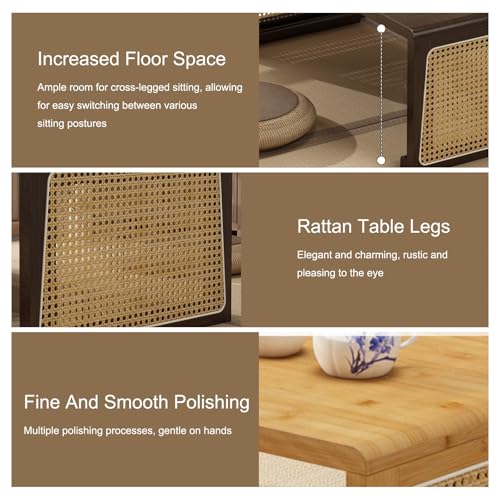 Table basse pliable marron 60x40cm meuble bas polyvalent pour manger et travailler - 5