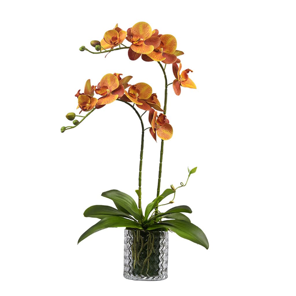 DFGHNBVC Faux Flowers Artificial Flower Bonsai With Vase,Artificial Orchid Phalaenopsis Flowers Decorative,Indoor Plants Realistic Arrangement For Any Occasion,D,A
