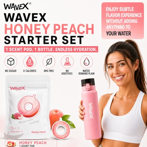 Image of Wavex Stainless Steel Scented Water Bottle, Includes 3 Aroma Scent Pods, Flip Top Leak-Proof Lid, Straw Included, Subtle Flavor Experience, No Sugar or Calories, (18.6 Ounce, Pink)