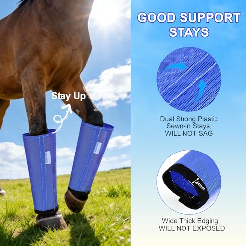 image for WARMWOW Fly Boots for Horses Set of 4, Loose Fitting Mesh Horse Fly Bo