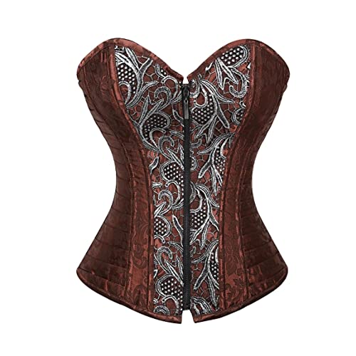 Geltdn Jacquard Corset Women Floral Zip Top Corset (Color : A, Size : Xxxxxxl Code) #TOP2