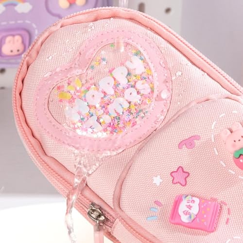 Image of Kawaii Cute 3 Compartment Pencil Case Aesthetic Pencil Case for Girls, Large Capacity Pencil Pouch Stationery Organizer for School Office Item (Pink)