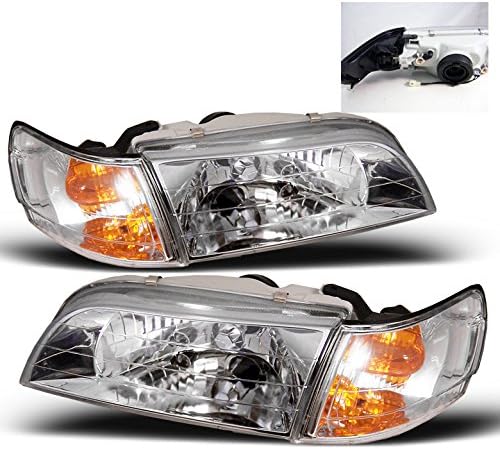 Replacement Headlights Headlamps w/Corner Signal Lamps Chrome Compatible with 1993-1997 Toyota Corolla