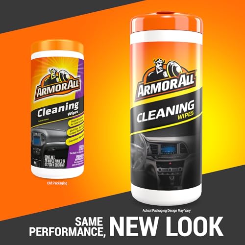 Image of Armor All Interior Car Cleaning Wipes, 25 Count Canister, Powerful Cleaning for Dashboards, Vinyl, Clear Plastics, Carpet and Fabric