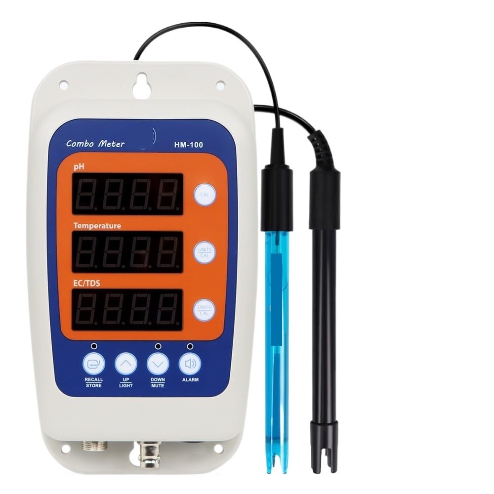 4 in 1 Water Quality Tester Monitor HM100 Combo Meter PH Temp TDS EC Meter Water Analyzer ATC 0.0-60.0°C for Hydroponic