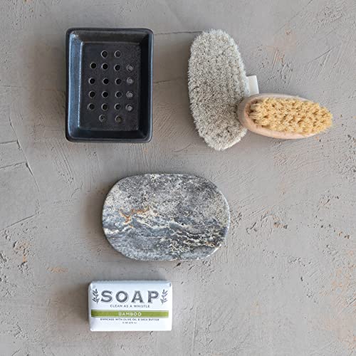 Creative Co-Op Travertine Soap Dish, Grey by Creative Co-Op - Image 2