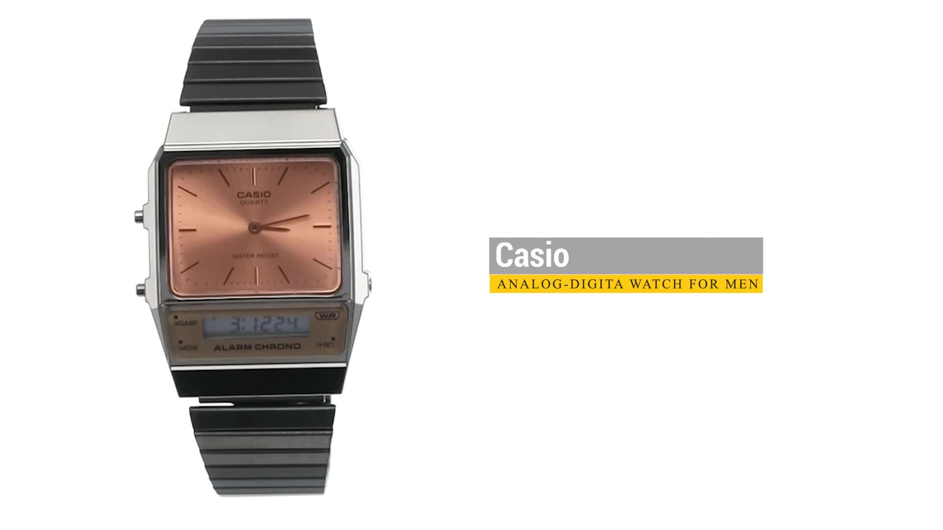 Casio Vintage AQ-800ECGG-4ADF Peach Analog-Digital Dial Grey