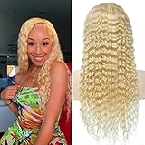 613 Blonde Deep Wave 613 Lace Front Wigs Human Hair 24inch 13x6 HD Transparent 613 Lace Front Wigs...