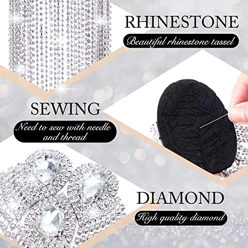 4 Pieces Rhinestone Tassel Shoulder Applique Crystal Fringe Shoulder Epaulette 2 Style Shoulder Badge Decor For Women Diy Jacket Clothes Accessories (Silver) #TOP2