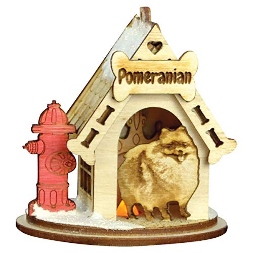 Ginger Cottages Pomeranian Dog Tea Light Display Wooden Christmas Ornament for Christmas Tree