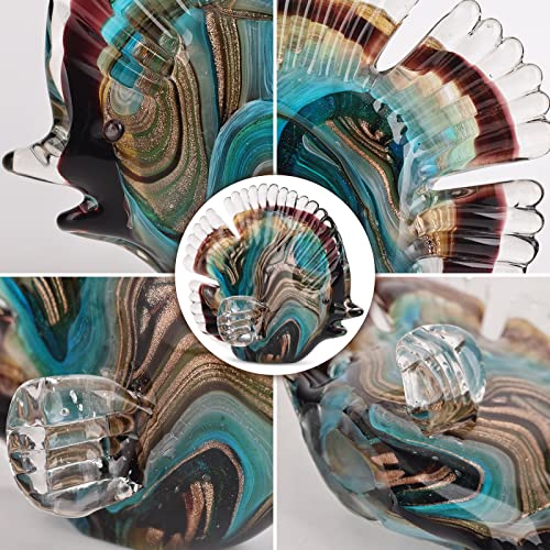 Dovdov Tropical Glass Fish Statue, Modern Art Glass Decorative Fish, Blown Glass Colorful Fish Statue, On Shelf, Office, Shelf, Coffee Table Glass Decoration #TOP4