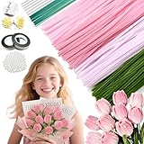 Pfeifenreiniger Blumen Set, Rosa Tulip Bouquet Pipe Cleaner, 400 Stück...