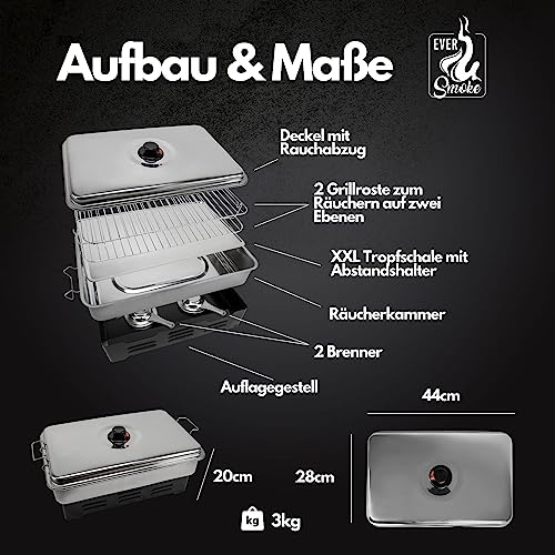 Angel Domäne Eversmoke Deluxe Stainless Steel Table Smoker Oven with Burner - Rust-Proof - Image 8