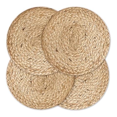 Chardin Home Braided 8 Inch Trivets - Set of 4, Rustic Boho, Absorbent, Heat Resistant Pot Holder for hot Pans, Dishes, Suitable for Table top, Kitchen counters, 100% Natural Sustainable Jute Ropes Cover