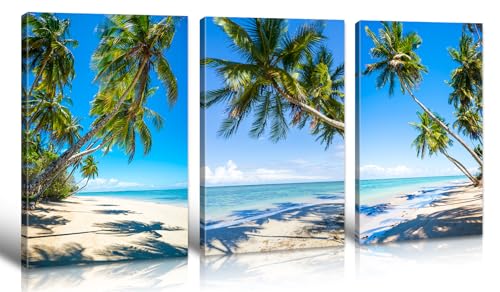 DJSYLIFE Beach Wall Art Canvas Print Tropical Palm Tree Wall Decor Coastal Seascape Painting Modern...