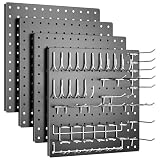 Peg Board, 4 Pack Metal Pegboard Kit,Black Pegboard Wall Organizer with 32 Pcs Hooks, Peg Board for Walls Home, Garage Tool Storage, Office Organization, Kitchen, Craft Room