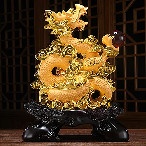 Statue de dragon chinois doré pour briser la monotonie de votre décoration - 2