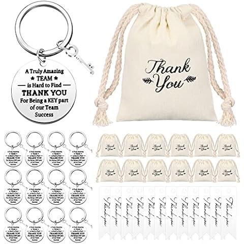 Yinkin 36 Pcs Employee Appreciation Gifts for Coworker Include Thank You Coworker Keychain Drawstring Bags Thank You Cards(White) Cover