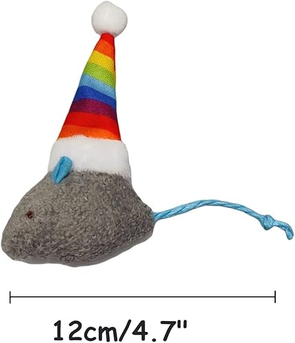 Miniatura 5 de Paquete de 6 ratones de gato con hierba gatera de Navidad con sombreros de Papá Noel, juguetes interactivos para gatos y gatitos de interior, regalo