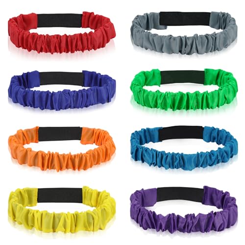 Augshy 8Pcs 3 Legged Race Bands Elastic Tie Rope 8 Assorted Colors for Relay Race Game Carnival Field Day Backyard Game Party Supplies