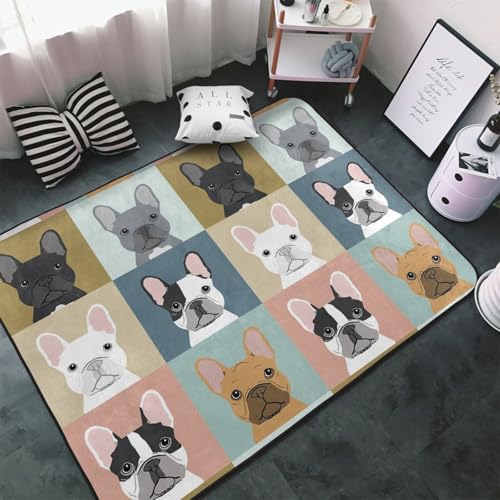 Tapis salon bouledogue français pour chambre d'enfant et cuisine