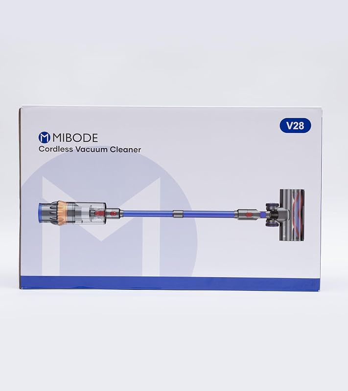 MIBODE V28B Vezeték Nélküli Porszívó 45000Pa Szívóerővel, 550W Motor, 65 Perc Üzemidő, Szürke-Kék, Szőrcsomó-Mentes Kefe, Szőnyeg és Keményp