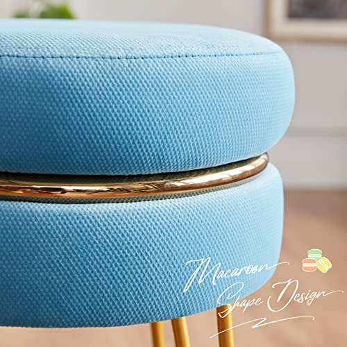 Soohow Velvet Vanity Chair For Makeup Room, Upholstered Foot Stool Vanity Stool, 360° Swivel Round Ottoman Foot Rest Makeup Chair, Vanity Bench Foot Stools Ottoman With Metal Legs For Living Room #TOP3