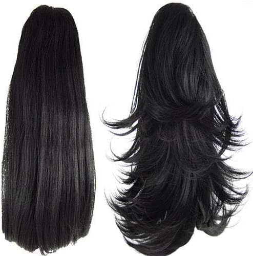Synthetic Hair Extension for Women And Girls (Black, 20 inch)