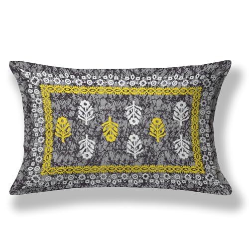 Image of RajasthaniKart Pure 100% Cotton Single Bed Sheet with 1 Pillow Cover (Bedsheet for Single Bed Cotton, Grey Small Booty)