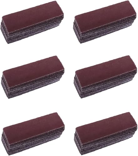 Kit de papel de lija de 60 piezas para mini lijadora de 3.5 x 1 pulgada con mango de lijadora, mini papel de arena, grano surtido de 60, 80, 120,
