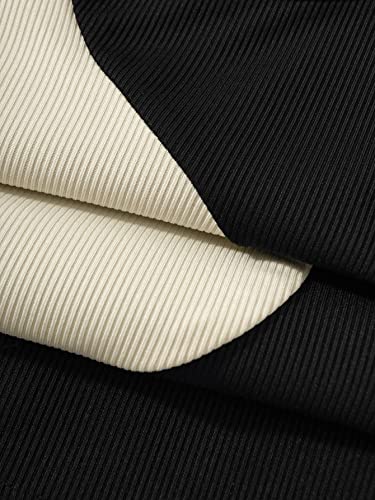 SweatyRocks Women's Summer Ribbed Knit Sleeveless Vest Color Block Crop Tank Top4