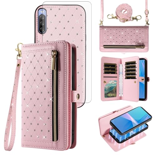 Coque Xperia 10 III portefeuille avec vitre écran et fentes pour cartes