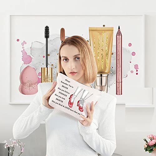 LEVLO Wizard Dorothy Cosmetic Make up Bag You are Braver Stronger Smarter Than You Think Gift Dorothy Ruby Red Slippers Makeup Zipper Pouch Bag for Women Girls(Dorothy Bag)