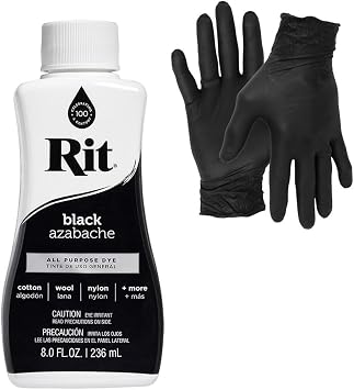 Dye Rit Liquid Fabric Dye for Crafting, Clothing, and Decor 8 oz. Bottle with Artisx Nitrile Gloves Included Black